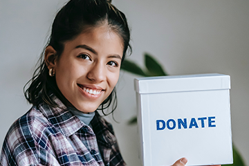 woman with donation box