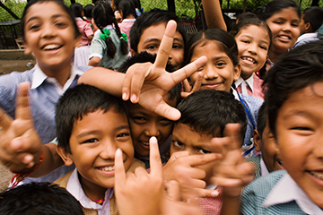 children taking photo